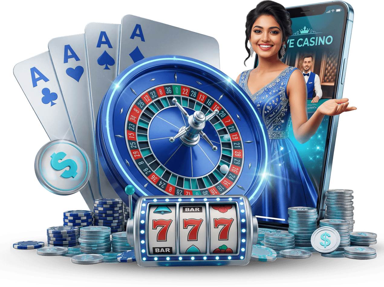 Betkhala player with cards, roulette, and slot machine